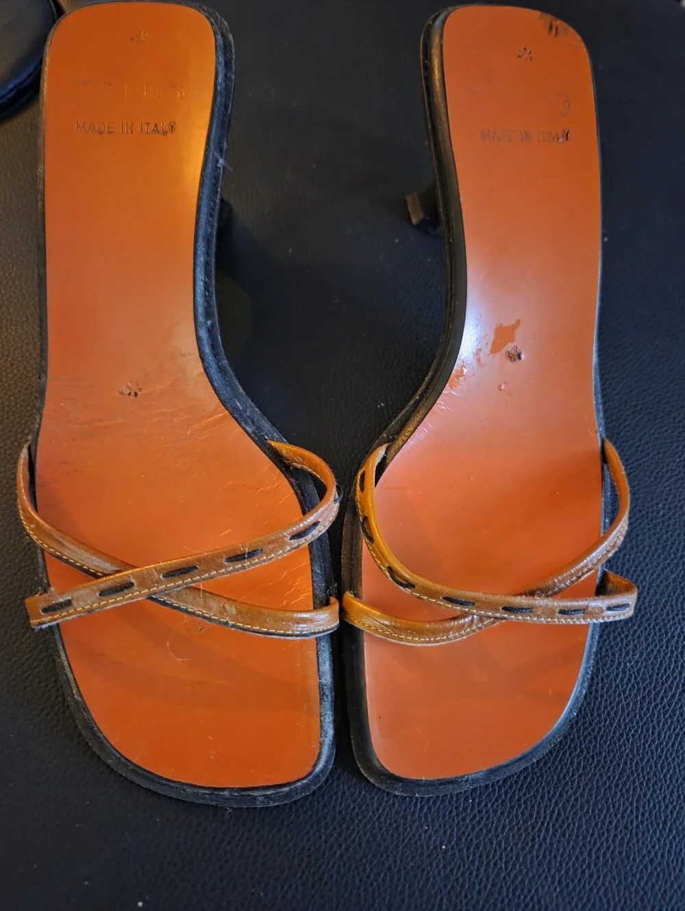 Women's Vintage Made In Italy Tano Strappy Kitten Heel Sandals - Orange